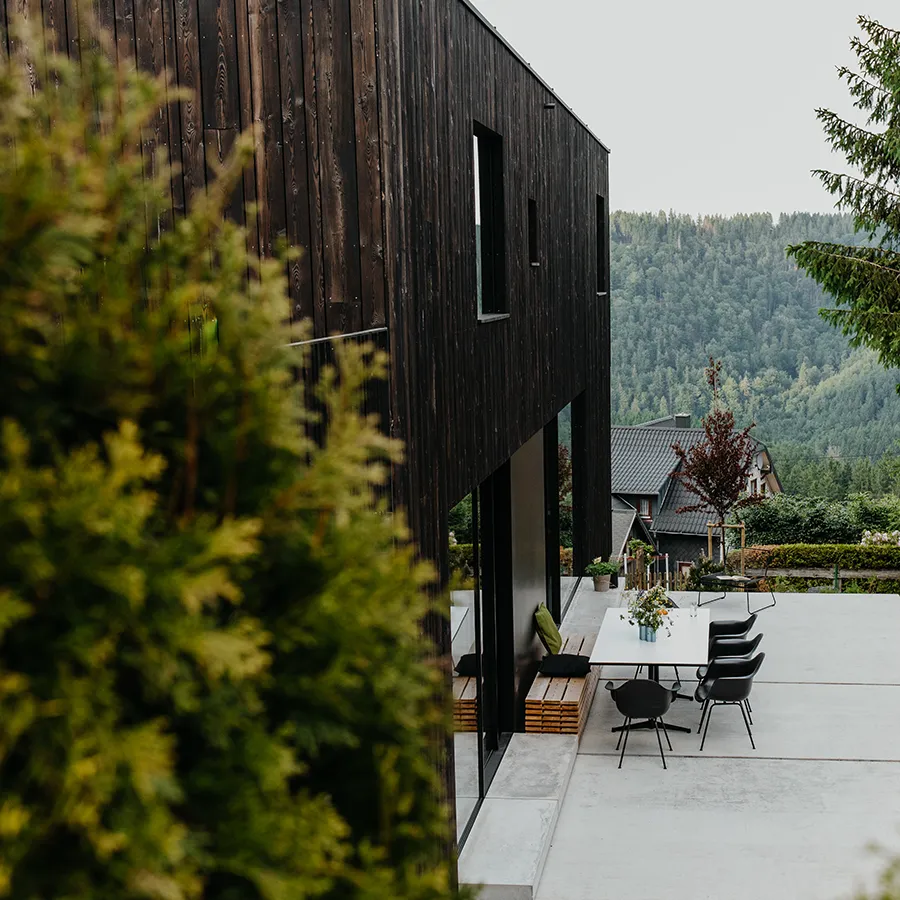 Blick auf die Terrasse des Ferienhauses Selma